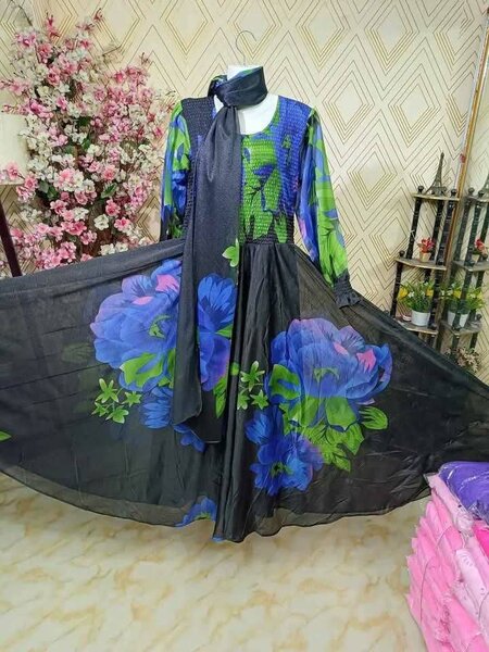 Beautiful floral print Stitched fork & dupata