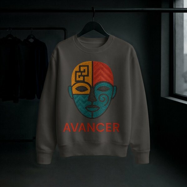 Sweat-shirt gris foncé AVANCER visage grand