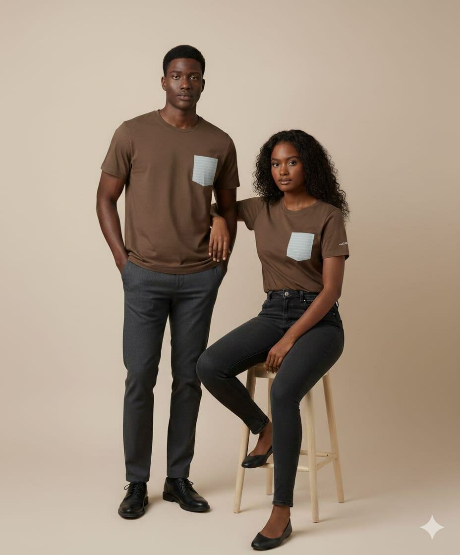 T-shirt marron avec poche