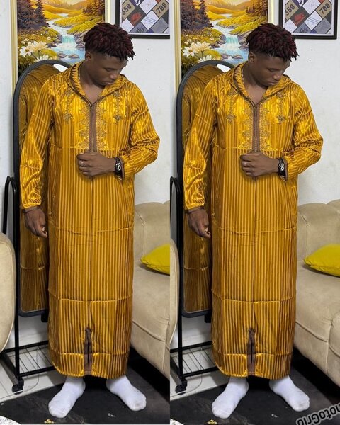 Chemise africaine jaune pour homme