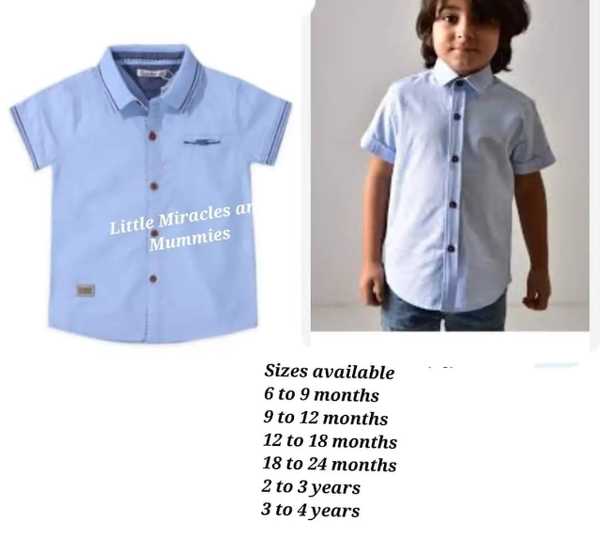 the shirt for the boy is blue