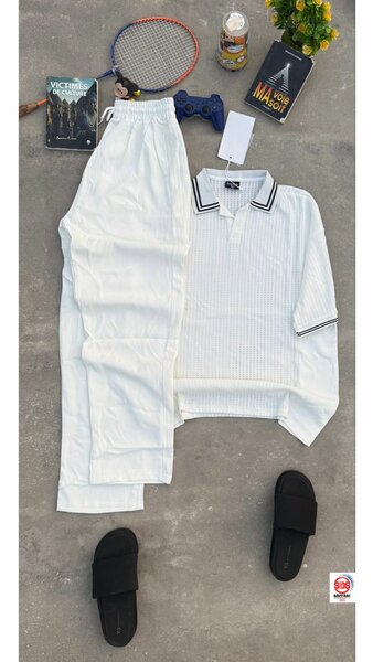 Polo blanche homme en maille fine