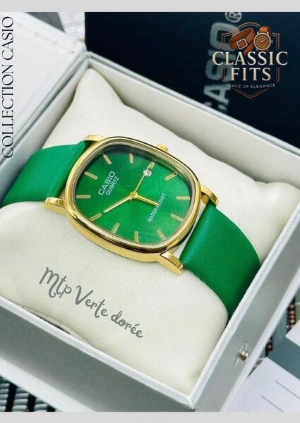 Montre Verte Dorée Classique