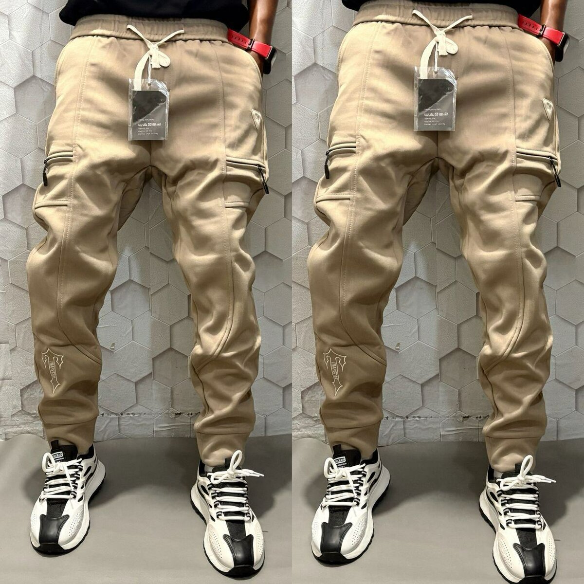 Jogging cargo beige homme