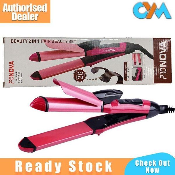 Fer à lisser et boucler 2-en-1