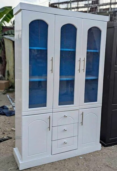 Meuble de Rangement Blanc avec Portes Vitrées