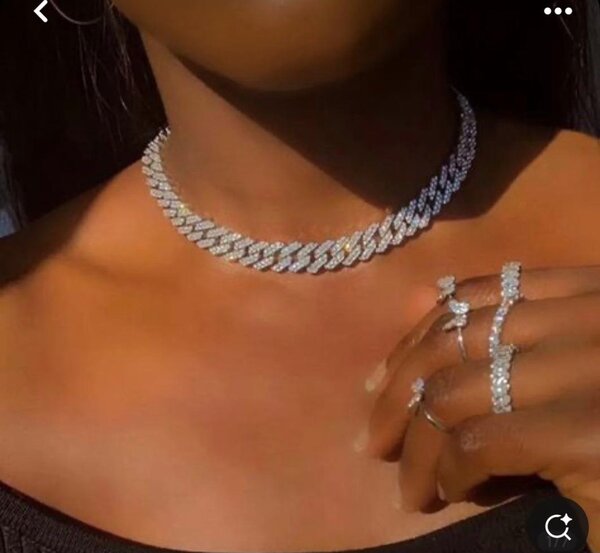 Ladies Cuban iced out necklace