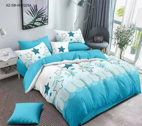 Parure de lit étoilée turquoise