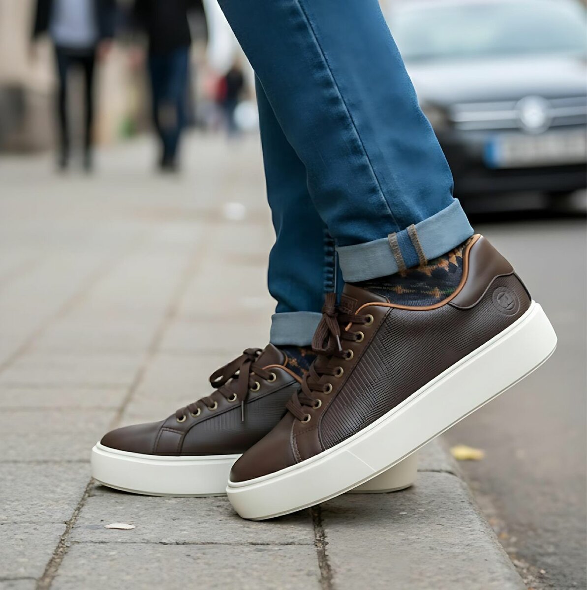 Baskets basses en cuir unisexe