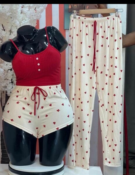 Pyjama femmes doux motif cœur