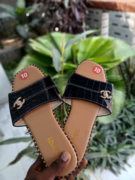 Black CHANEL Slides Sandals