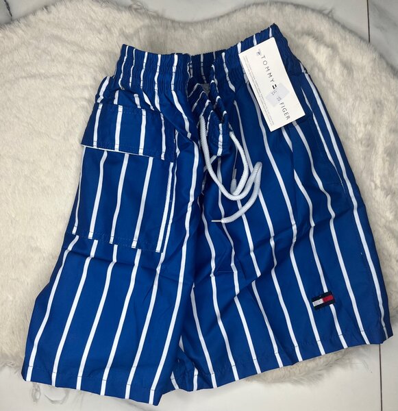 Short de bain rayé bleu homme