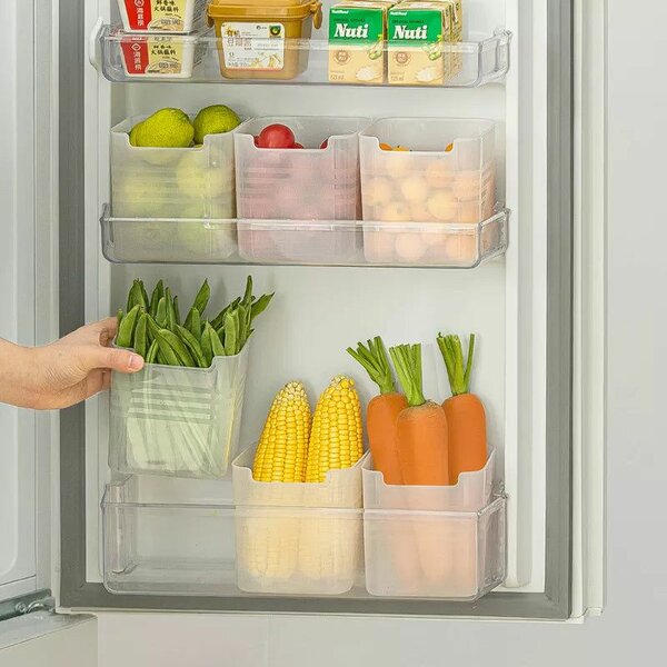 2 Pcs Refrigerator Door Organizer Bins Clear Plastic