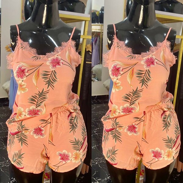 Pyjama court floral femme