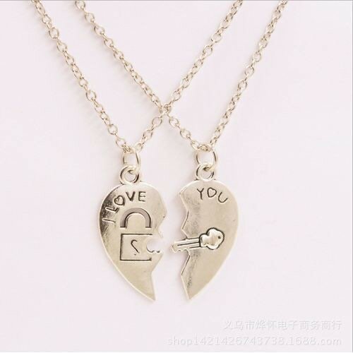 Couple Heart Necklace - Silver
