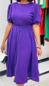 Robe légère pour femme, avec manches jusqu'au coude, violette