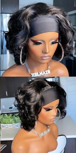 Perruque bouclée avec bandeau