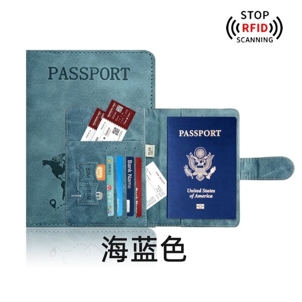 Étui passeport World Bleu ciel