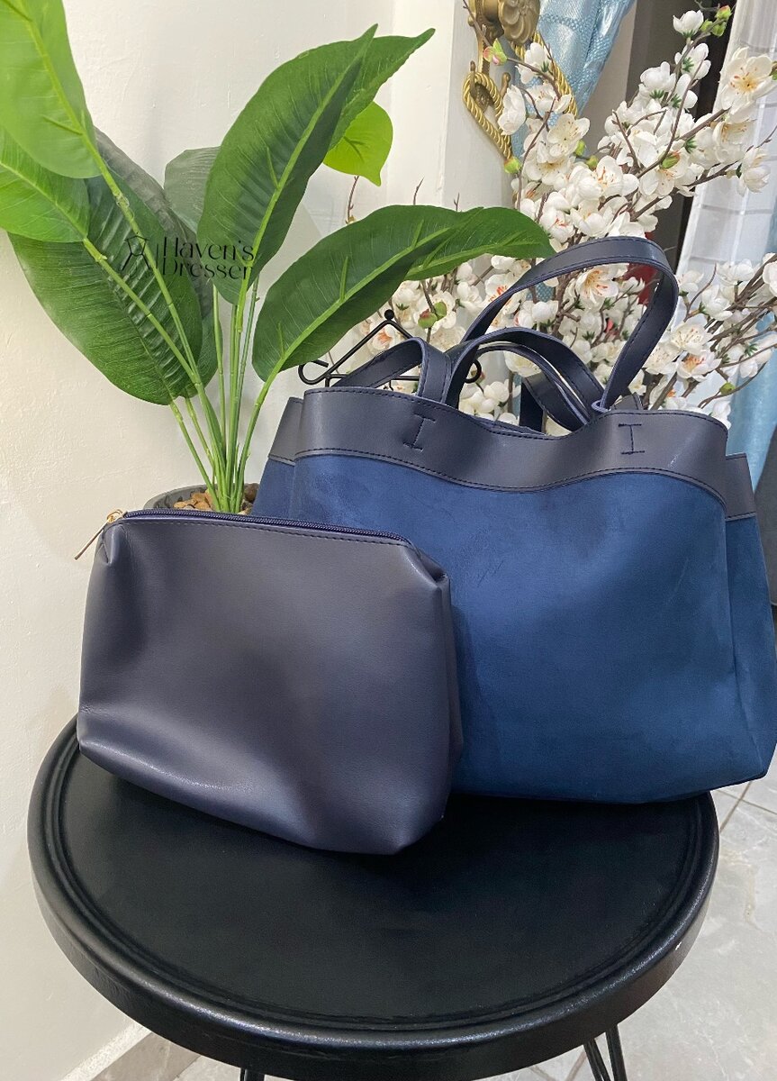 Blue black suede bag