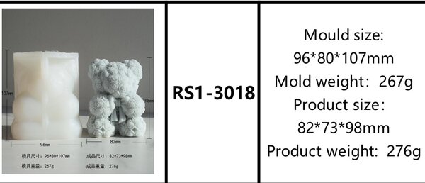 Big teddy bear with bow candle mould