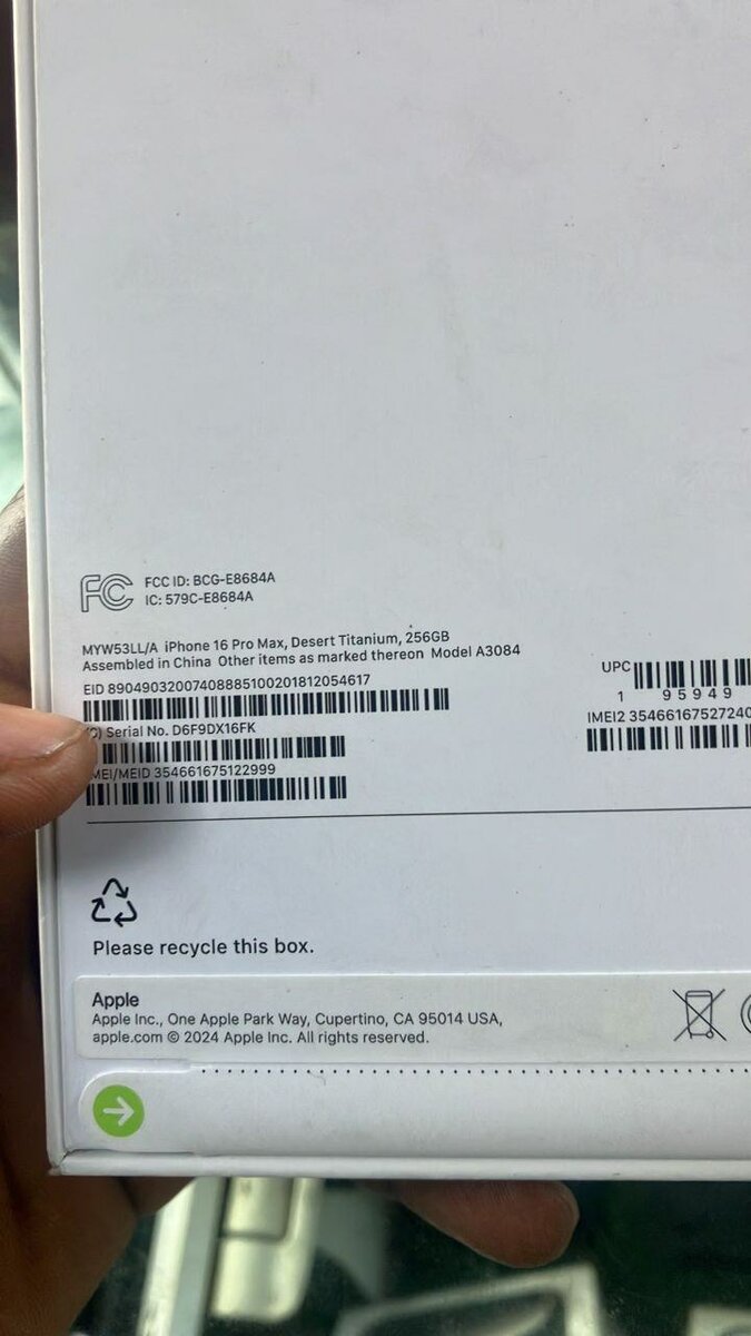 Iphone 16 pro max 256gb physical sim factory unlocked