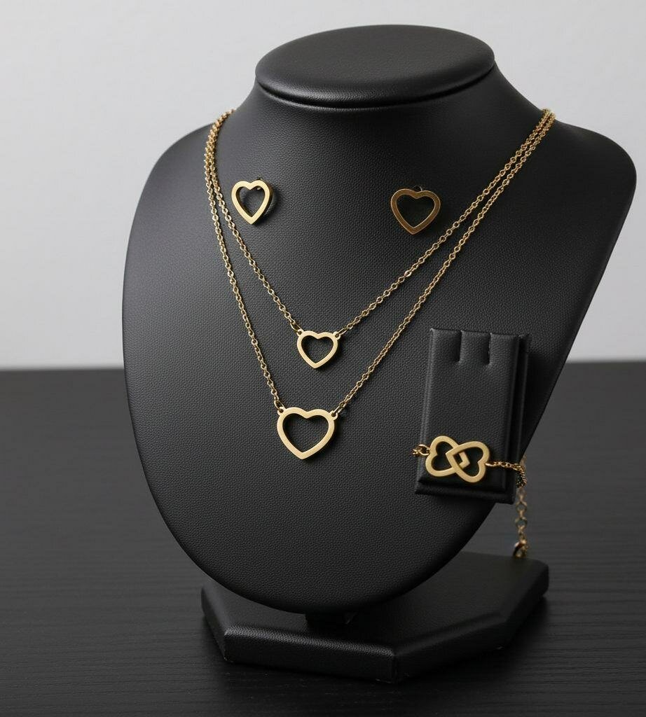 Parure Collier Cœur Doré