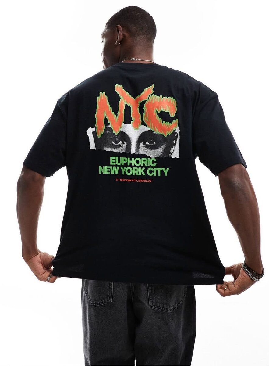 T-shirt imprimé NYC et Crâne