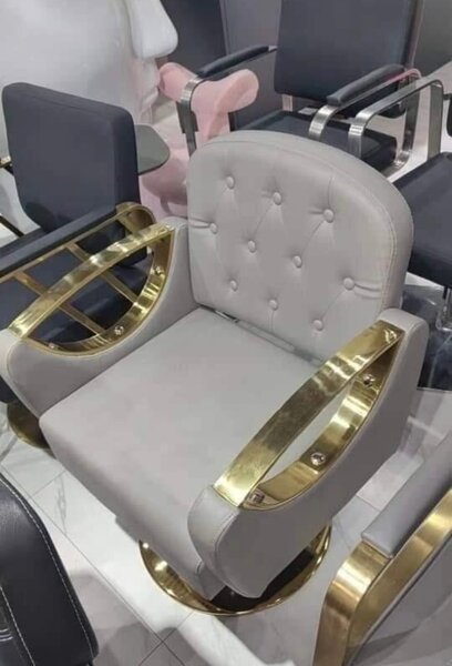 Fauteuil de barbier luxe en cuir gris