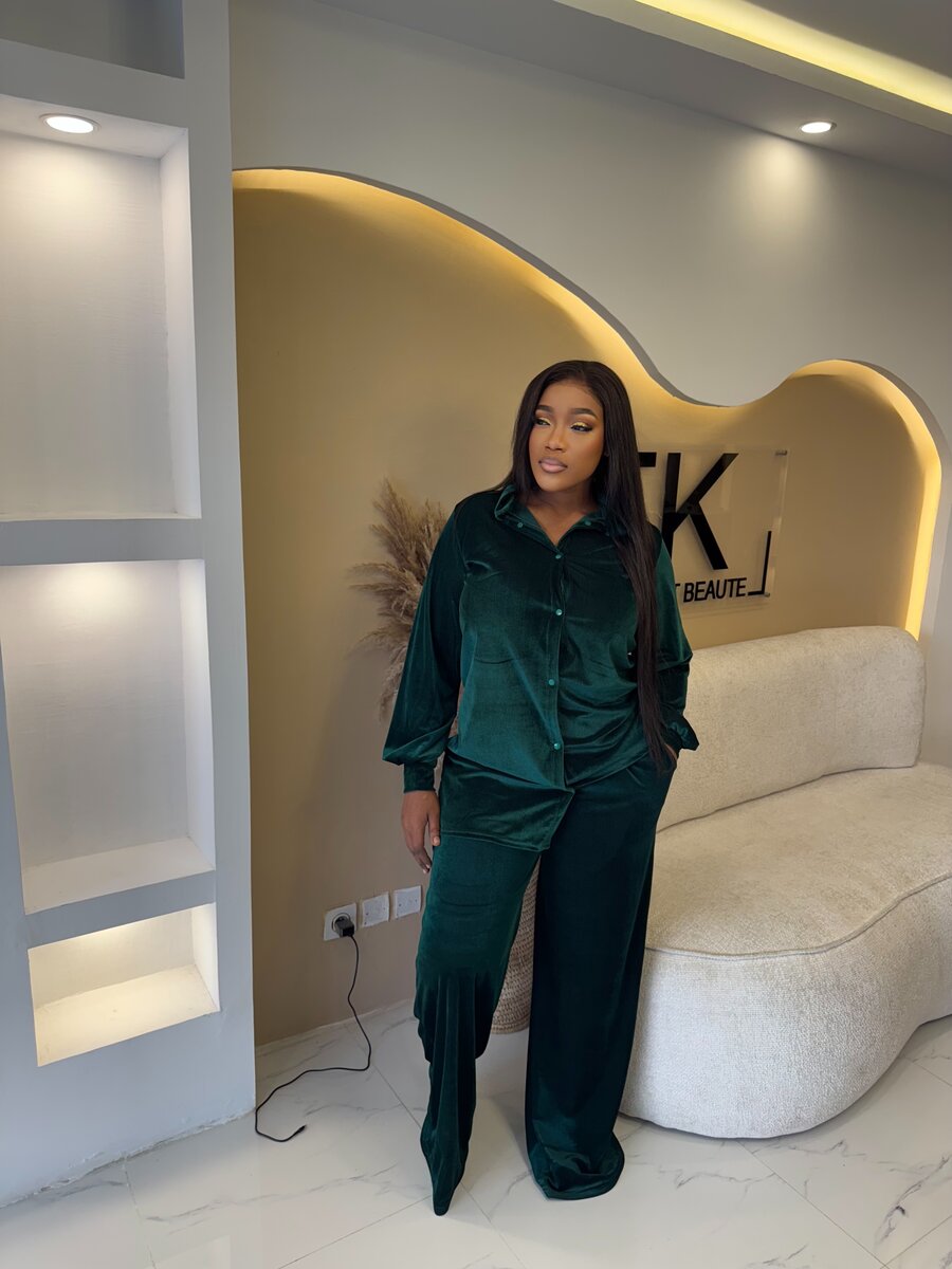 Ensemble pantalon vert élégant