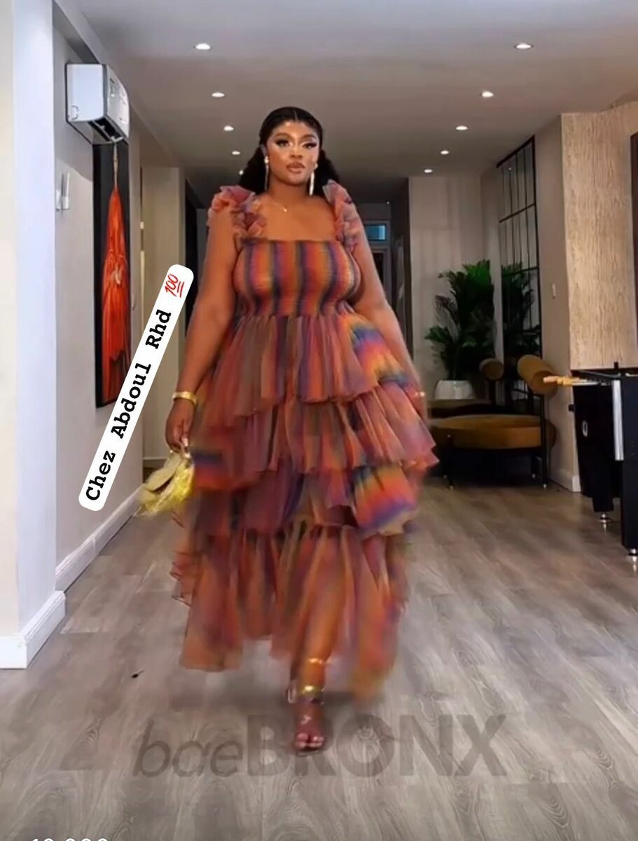 Robe longue multicouche en soie arc-en-ciel