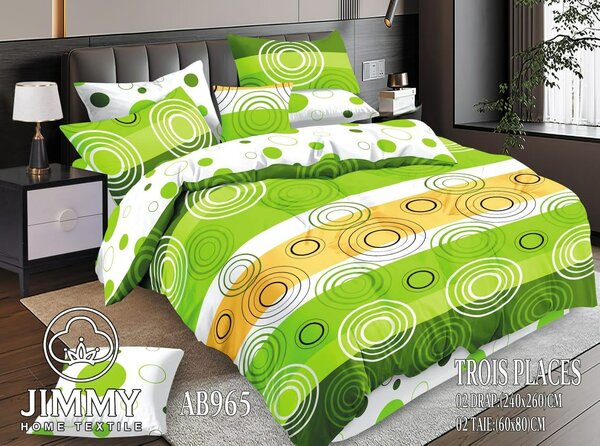 Parure de lit 3 places vert et blanc AB965