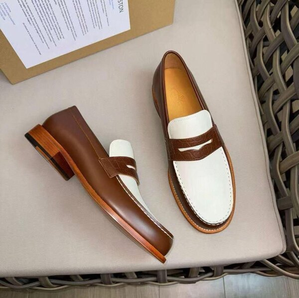 Mocassins en cuir bicolore