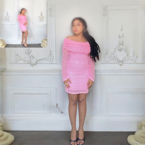 Robe rose élégante en dentelle