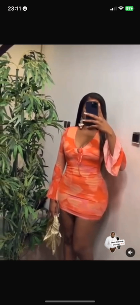 Robe courte imprimée orange