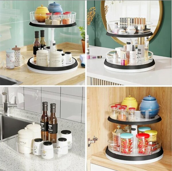 Étagère rotative à 2 niveaux