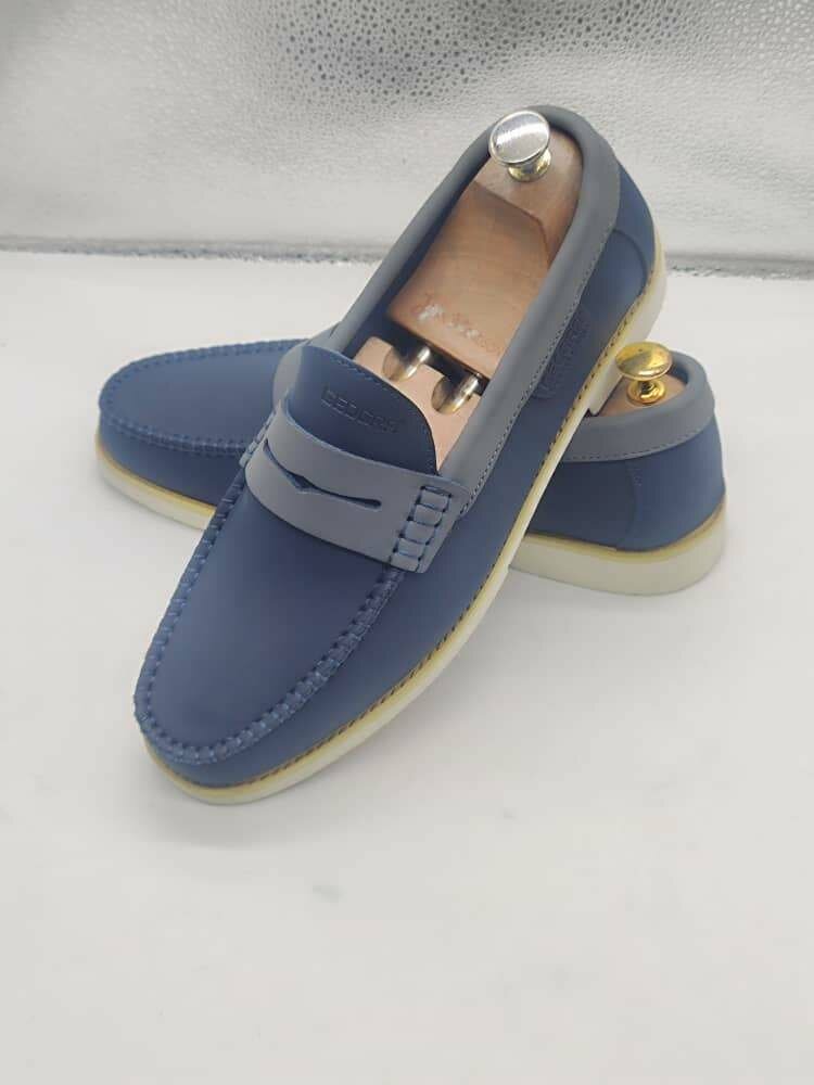 Mocassins bleu élégants homme