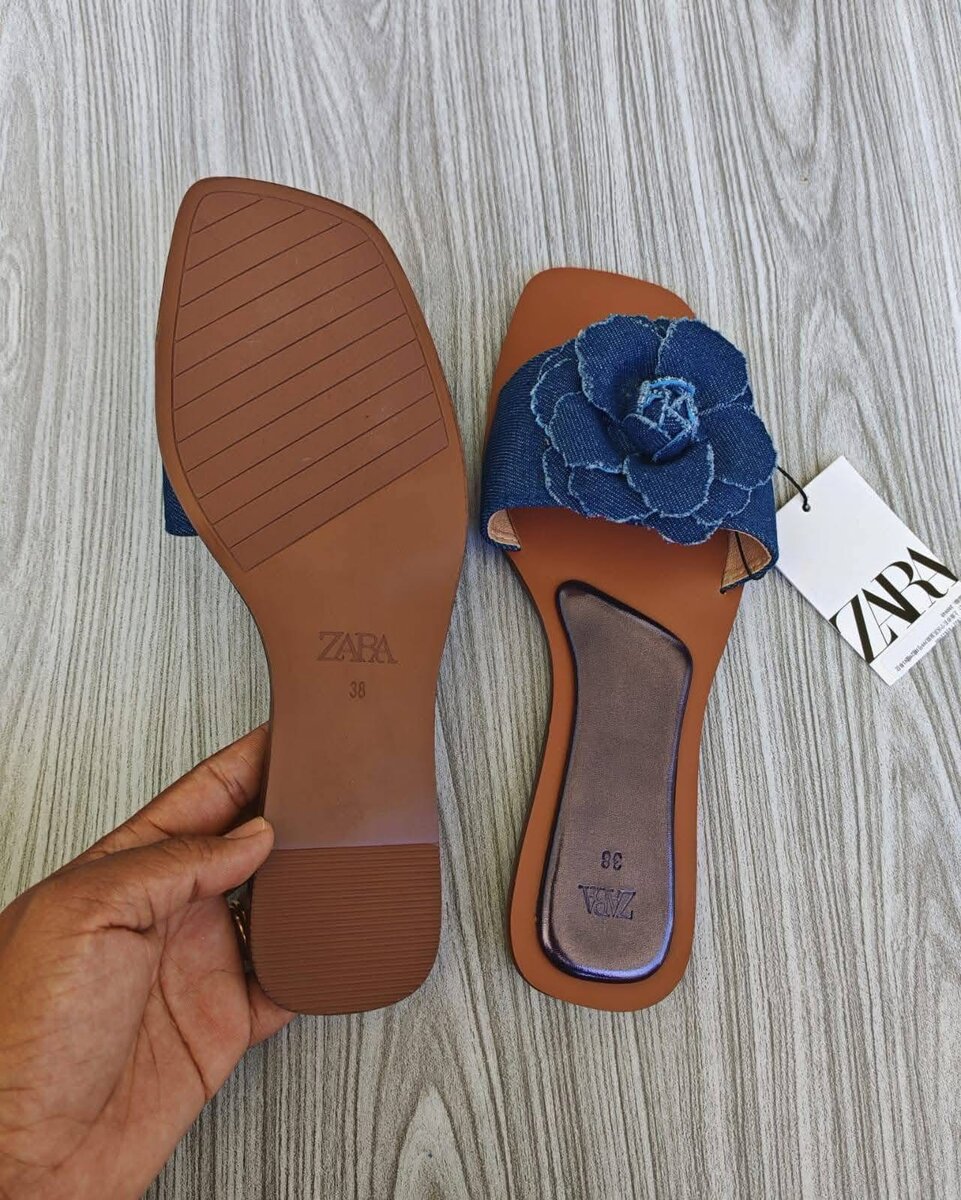 Sandales à fleur en cuir ZARA