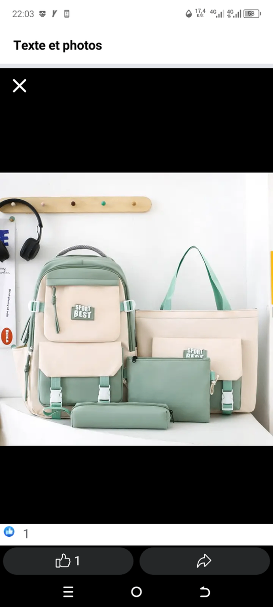 Ensemble sac à dos scolaire pour filles