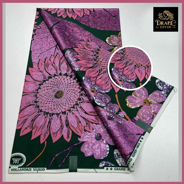 Pagne Grand Super wax cire brillante avec paillettes