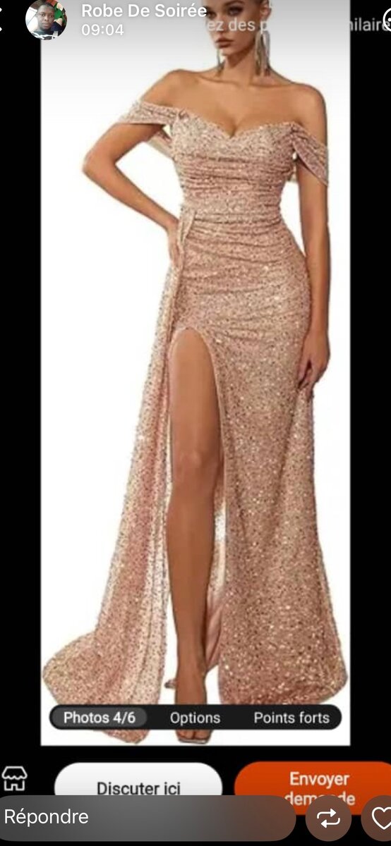 Robe de soirée rouge à paillettes