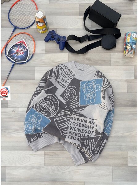 Pull en laine design graphique