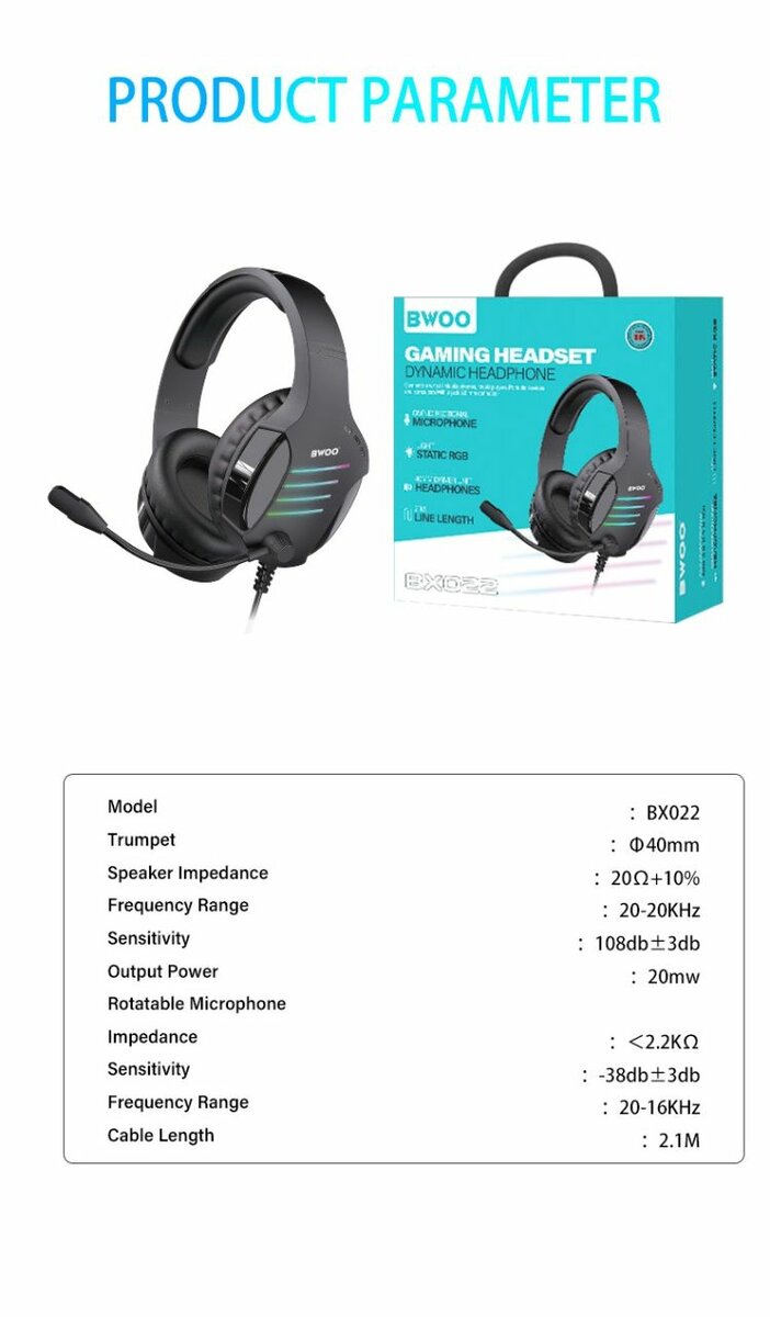 Casque filaire gaming BWOO BX022