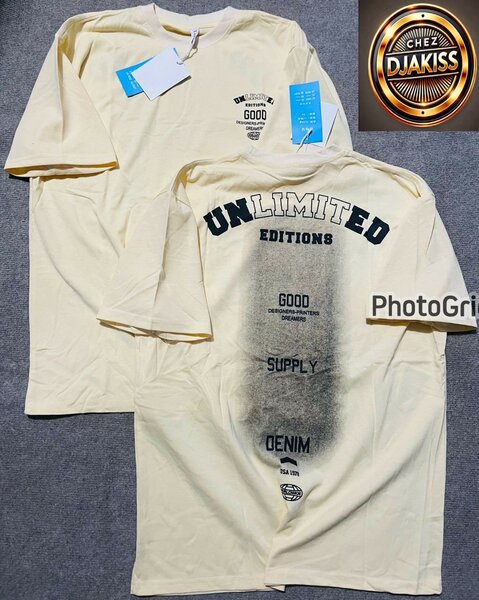 T-shirt beige imprimé