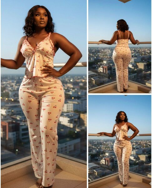 Pyjama femme en satin fleuri