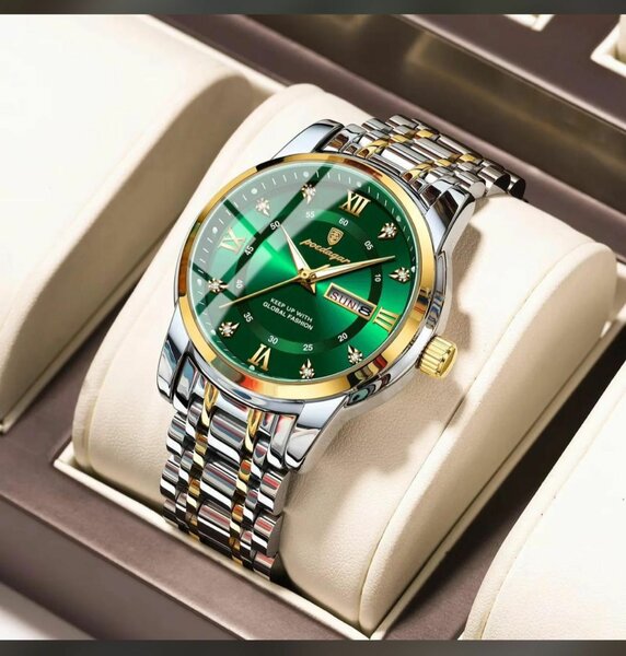Montre bracelet luxe verte homme