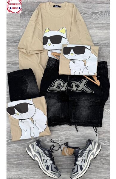 Ensemble T-shirt Chat Stylé