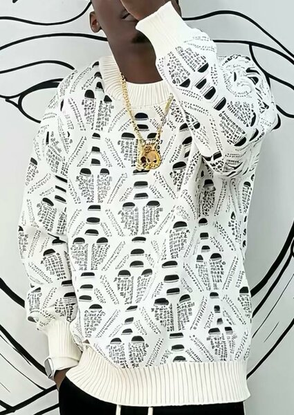 Pull imprimé tendance homme