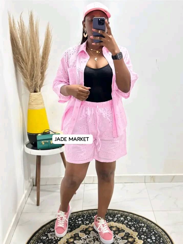 Ensemble short brodé été femme