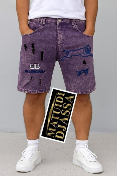 Shorts en jean violet tendance