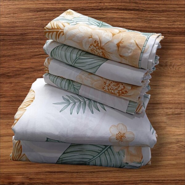 set includes 2 bedsheets and 4 pillowcases
